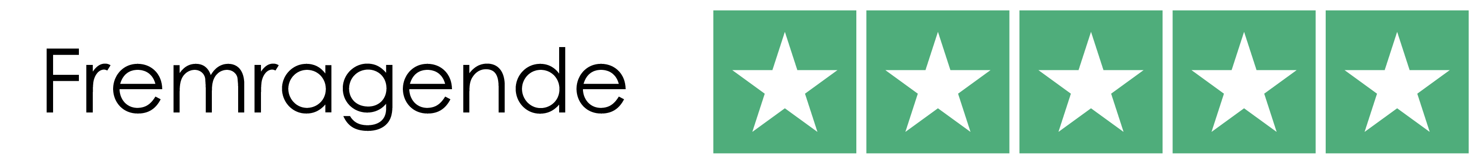 Bedømmelse med teksten "Fremragende" og fem grønne stjerner.